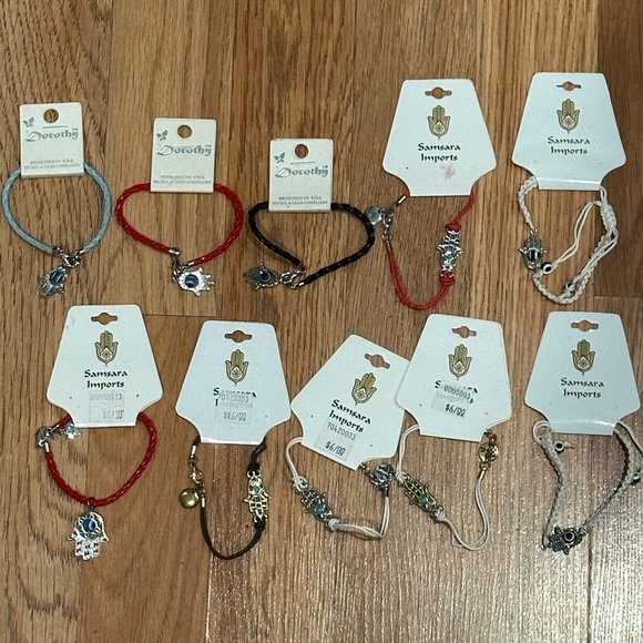 Charm Bracelets with Hamsa Charm & Evil Eye by Samsara Imports & Dorothy Lot - Picture 1 of 7